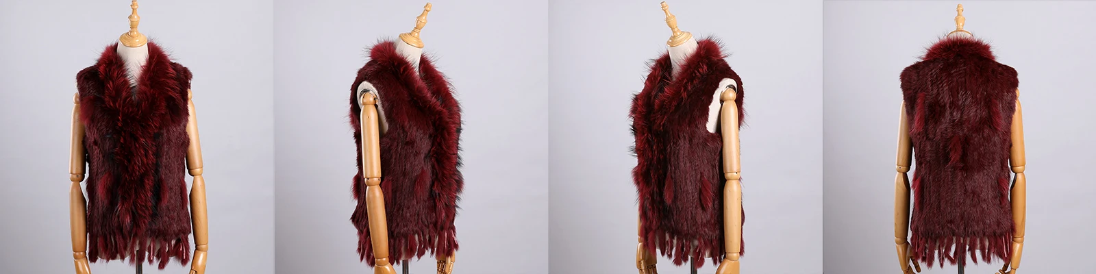 Luxury Women's Genuine Premium Long Hair Rabbit Fur Knit Vest Raccoon Fur Trim Gilet Lady Sleeveless Waistcoat Real Fur Jacket