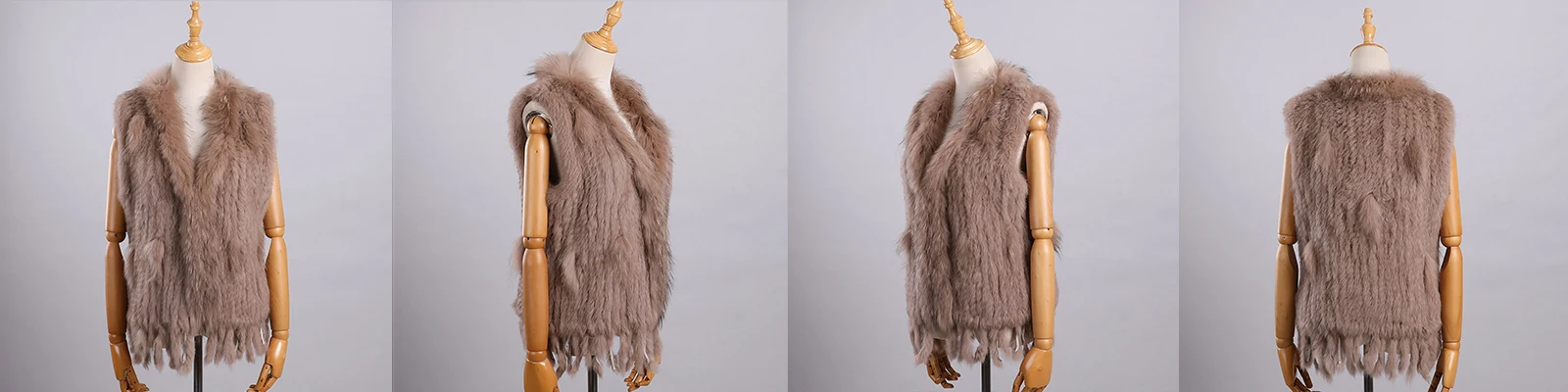 Luxury Women's Genuine Premium Long Hair Rabbit Fur Knit Vest Raccoon Fur Trim Gilet Lady Sleeveless Waistcoat Real Fur Jacket