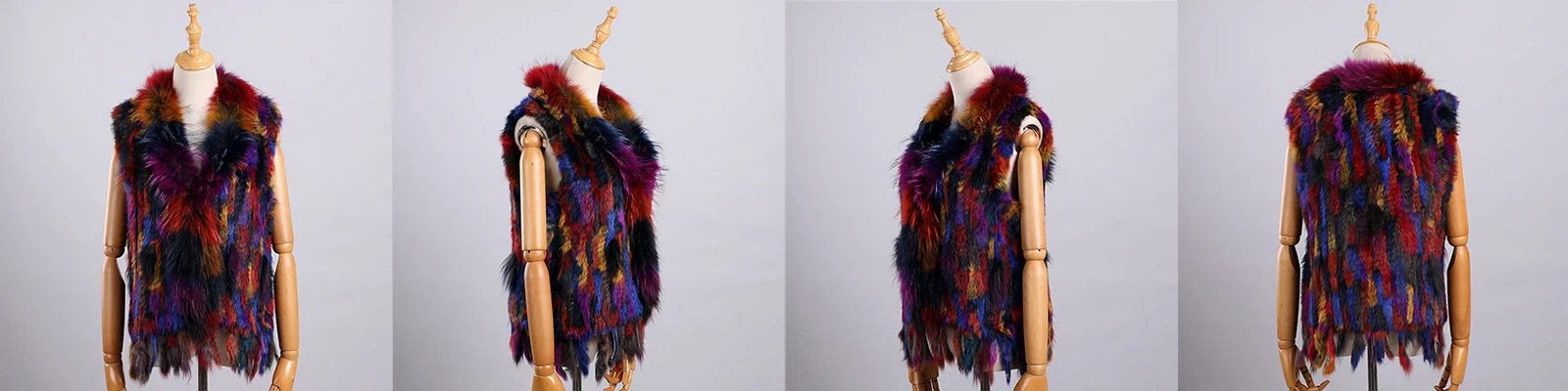 Luxury Women's Genuine Premium Long Hair Rabbit Fur Knit Vest Raccoon Fur Trim Gilet Lady Sleeveless Waistcoat Real Fur Jacket