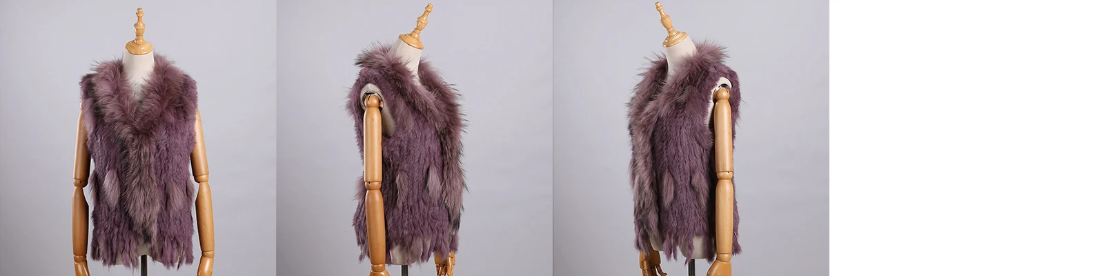 Luxury Women's Genuine Premium Long Hair Rabbit Fur Knit Vest Raccoon Fur Trim Gilet Lady Sleeveless Waistcoat Real Fur Jacket