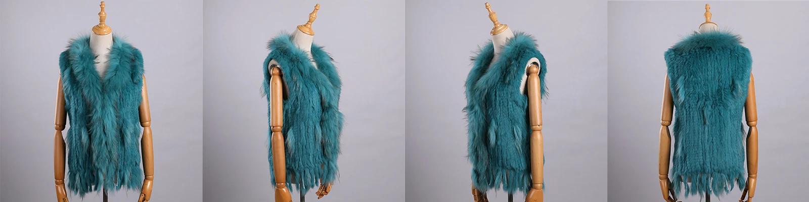Luxury Women's Genuine Premium Long Hair Rabbit Fur Knit Vest Raccoon Fur Trim Gilet Lady Sleeveless Waistcoat Real Fur Jacket