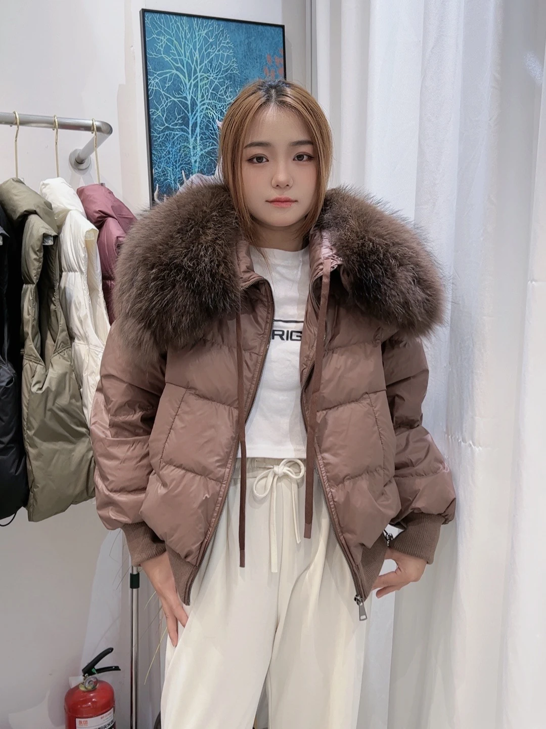 2026 New Fashion Loose Winter Women 90% Duck Down Jacket Natural Real Raccoon Fur Big Collar Coat Thick Warm Streetwear