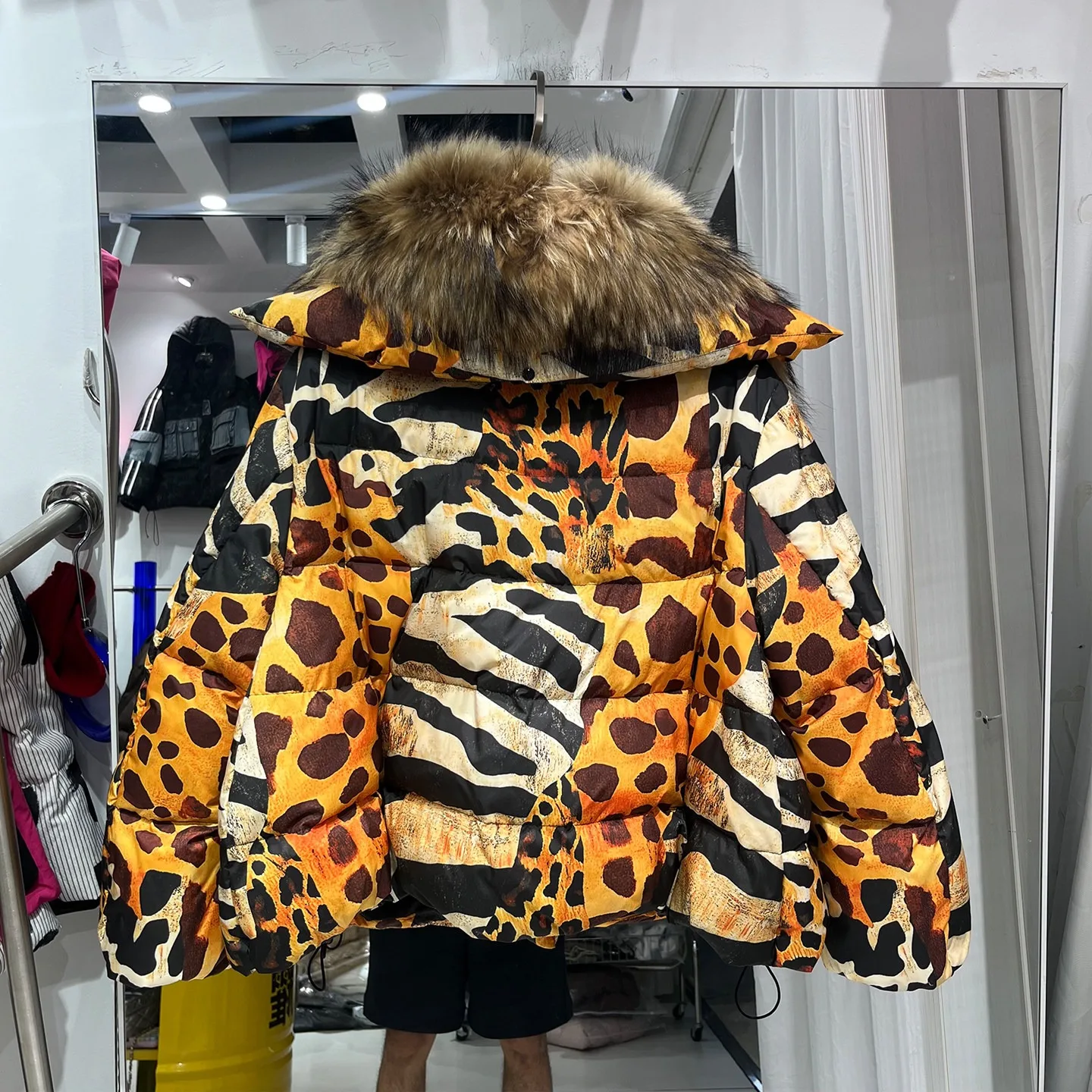 2026 New Fashion Loose Winter Women 90% Duck Down Jacket Natural Real Raccoon Fur Big Collar Coat Thick Warm Streetwear