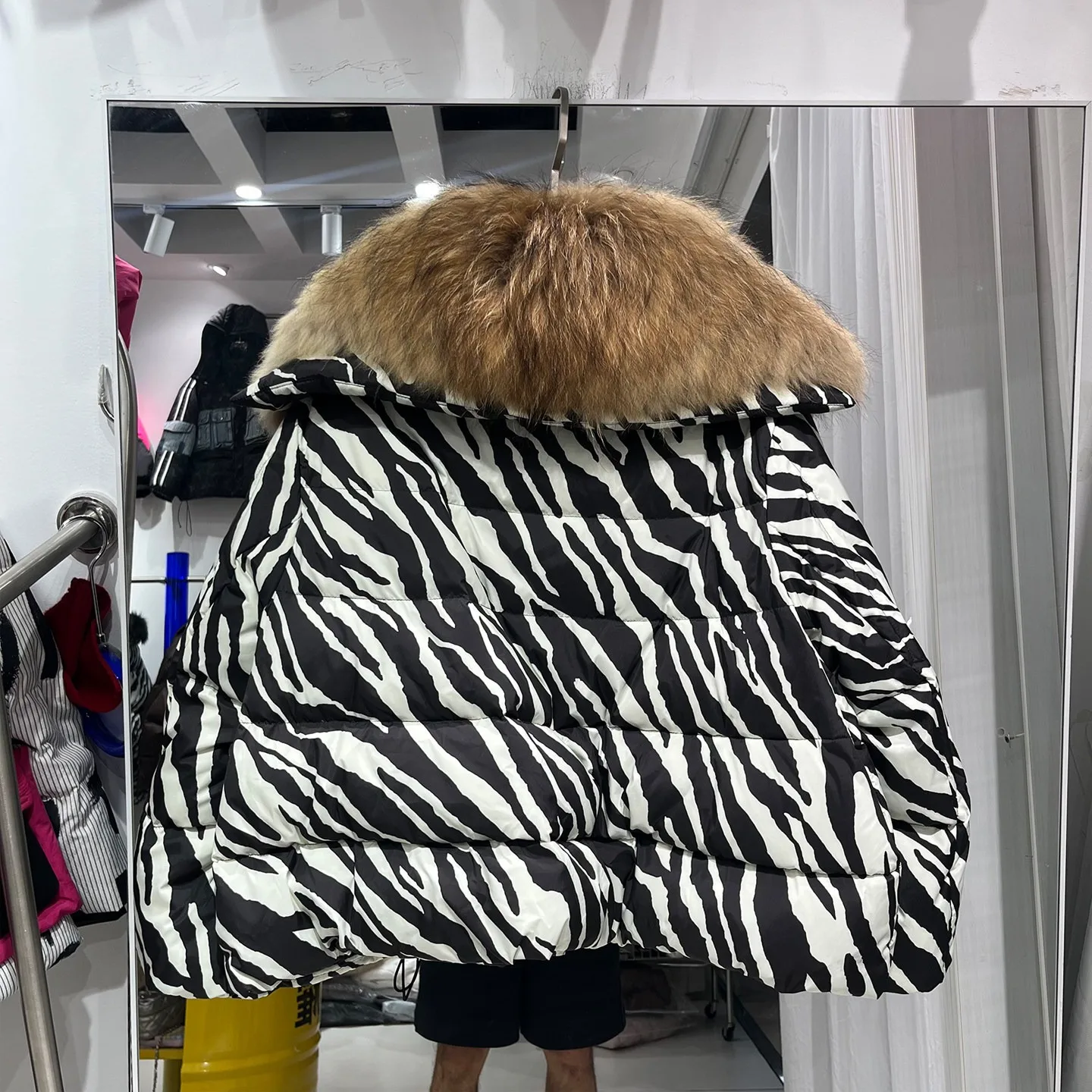 2026 New Fashion Loose Winter Women 90% Duck Down Jacket Natural Real Raccoon Fur Big Collar Coat Thick Warm Streetwear