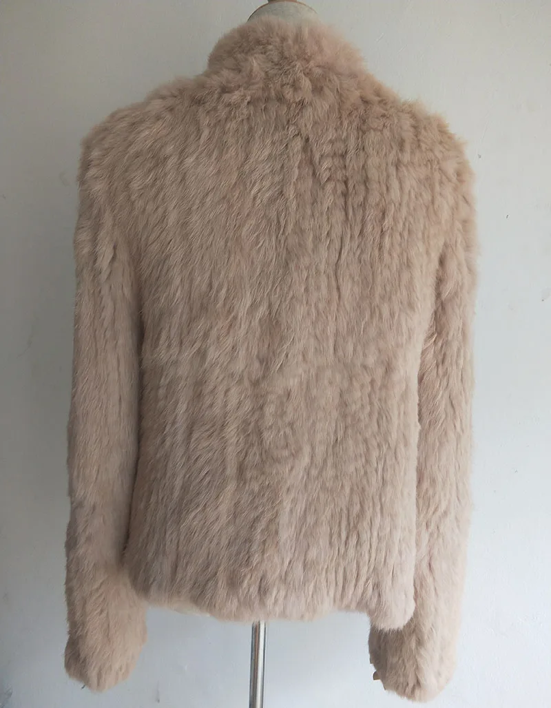 2023 Fashion knitted Real Rabbit Fur Coat Female Long Sleeve Winter Warm Genuine Fur jacket Women Knitting Outwear Jackets