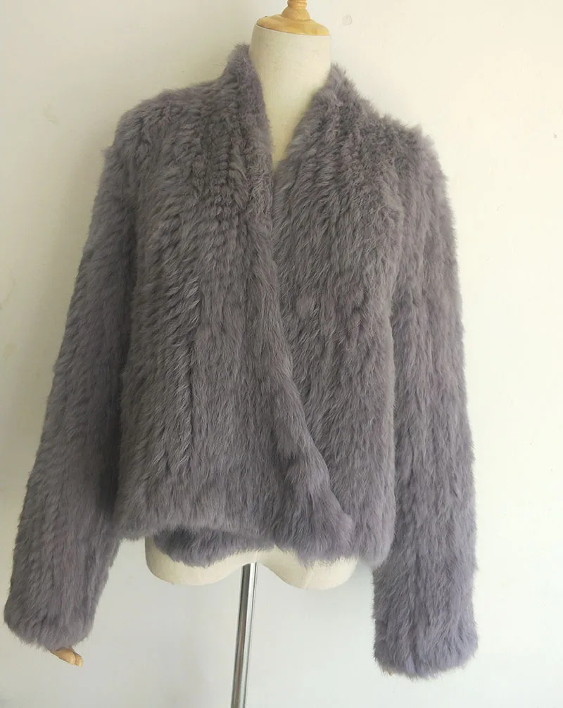 2023 Fashion knitted Real Rabbit Fur Coat Female Long Sleeve Winter Warm Genuine Fur jacket Women Knitting Outwear Jackets