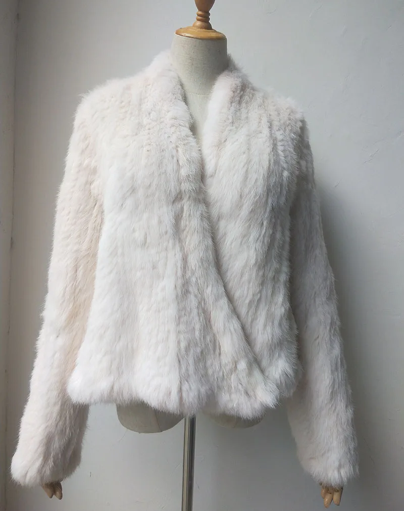 2023 Fashion knitted Real Rabbit Fur Coat Female Long Sleeve Winter Warm Genuine Fur jacket Women Knitting Outwear Jackets