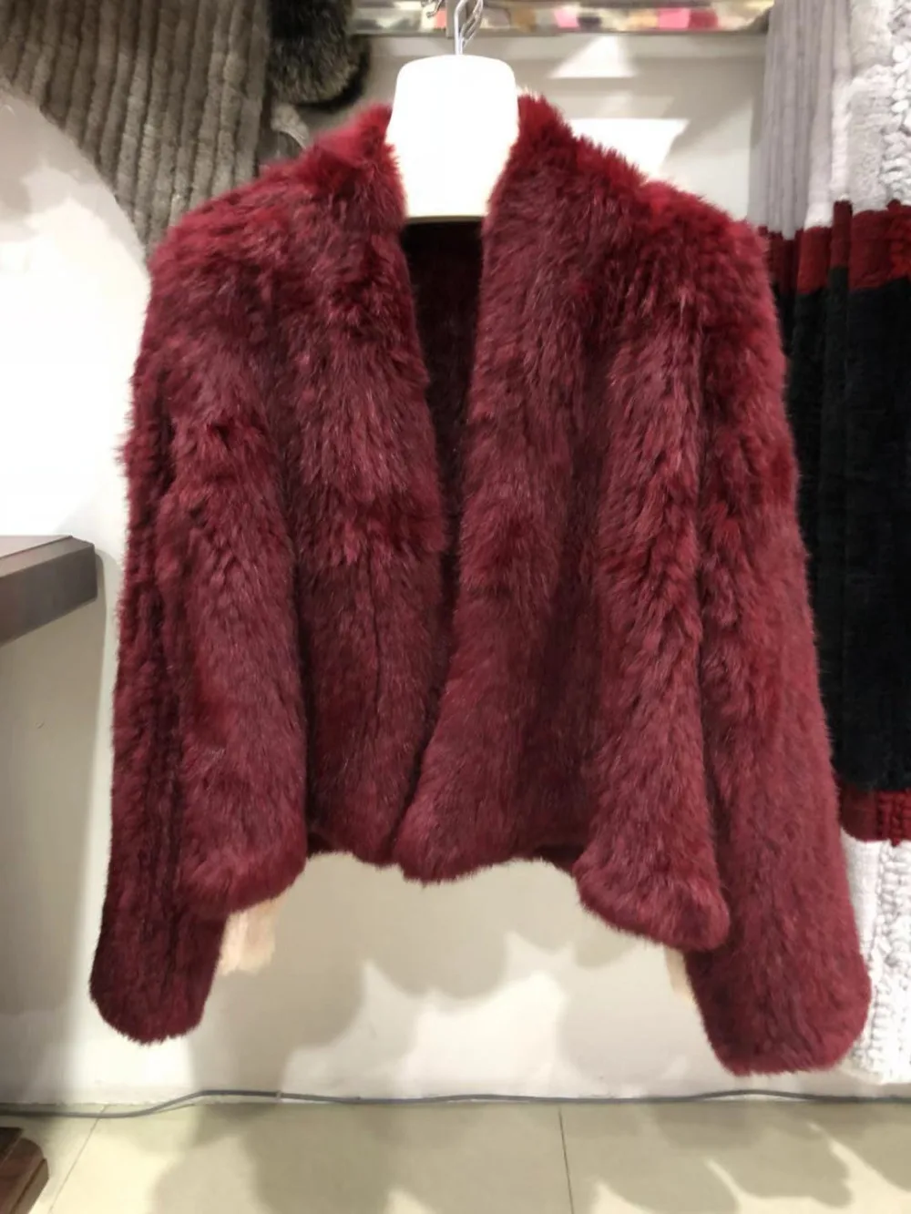 2023 Fashion knitted Real Rabbit Fur Coat Female Long Sleeve Winter Warm Genuine Fur jacket Women Knitting Outwear Jackets