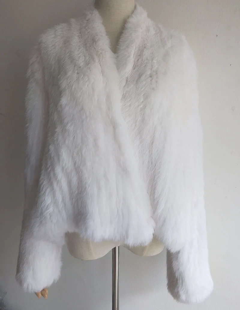 2023 Fashion knitted Real Rabbit Fur Coat Female Long Sleeve Winter Warm Genuine Fur jacket Women Knitting Outwear Jackets