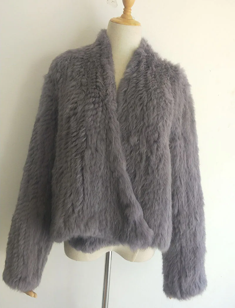 2023 Fashion knitted Real Rabbit Fur Coat Female Long Sleeve Winter Warm Genuine Fur jacket Women Knitting Outwear Jackets