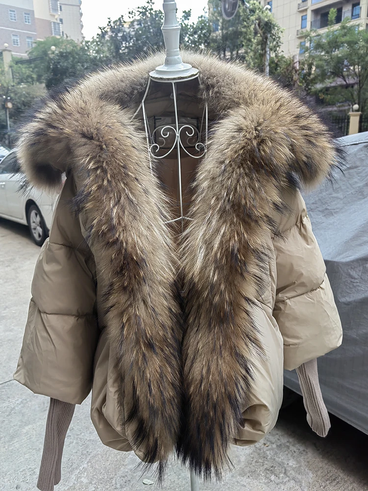 2026 Winter Real Fox Fur Collar White Duck Down Padded Down Jacket Regular Fashion Warm Big Fur Collar Women's Coat