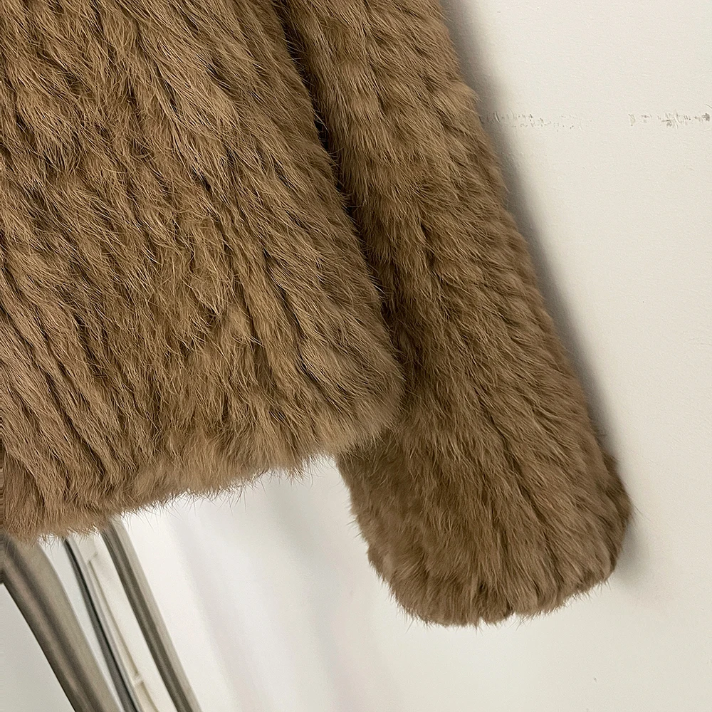 OFTBUY Weave Natural Rabbit Fur Jacket Women New Autumn Winter Clothes Female Fashion Casual Warm Hooded Luxury Real Fur Coat