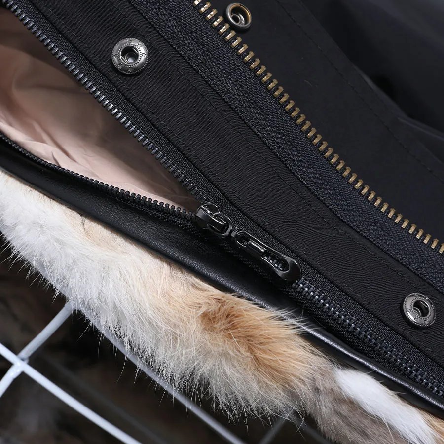 Maomaokong Winter Women Parka Cotton Jacket Real Fur Coat Natural Fox Fur Hooded Rabbit Fur Liner Thick Warm Outerwear Female