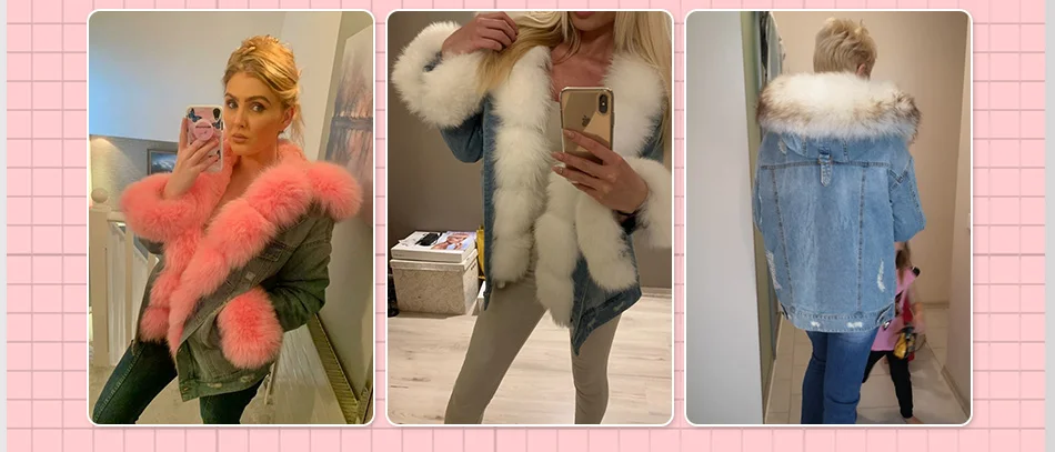 2025Maomaokong Denim Jacket Parka Winter Women Parkas Real Fur Collar Coat Natural Raccoon Fur Hood Real Rabbit Fur Liner Luxury
