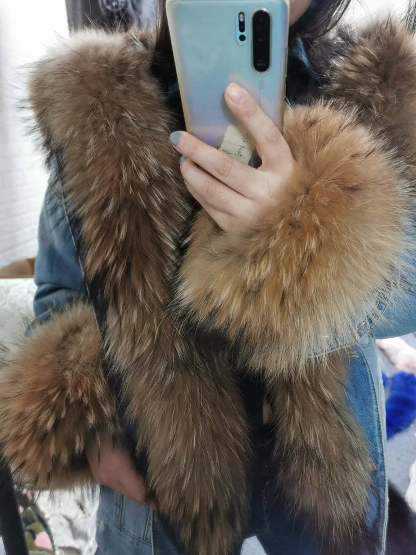 2025Maomaokong Denim Jacket Parka Winter Women Parkas Real Fur Collar Coat Natural Raccoon Fur Hood Real Rabbit Fur Liner Luxury