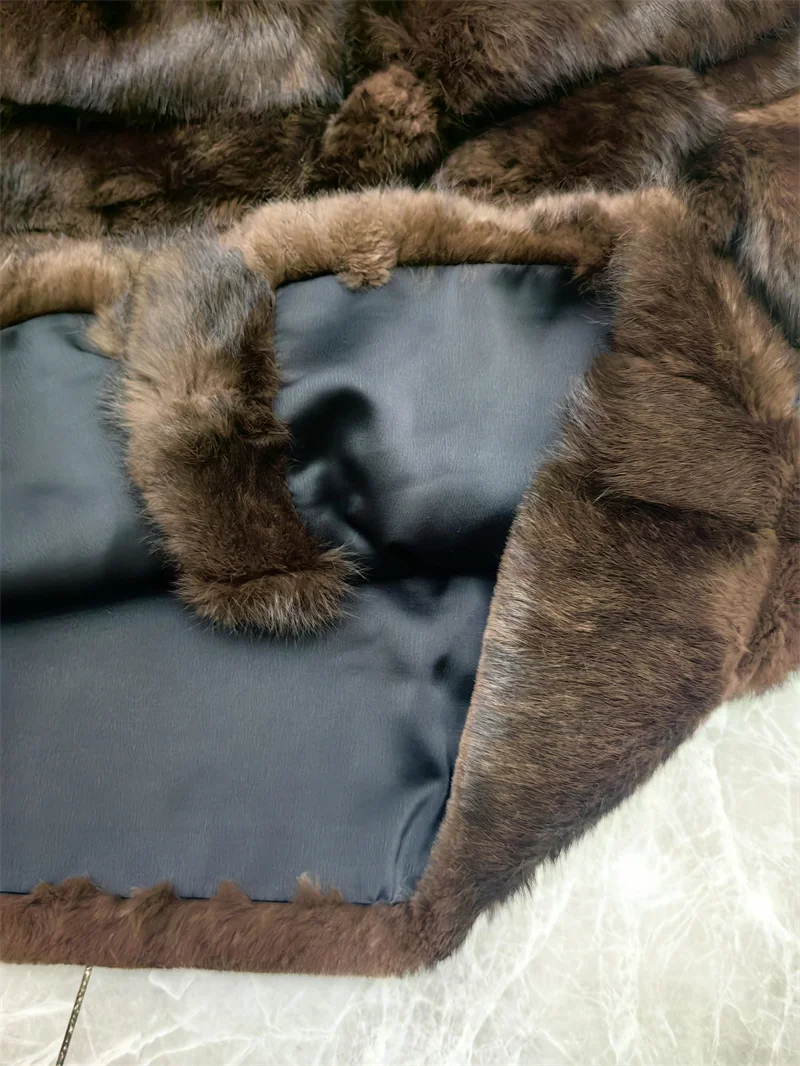Whole Skin Real Rabbit Fur Coat for Women Autumn Winter Short Jacket Thick Warm Fashion Lapel Elegant Female Warm Outerwear