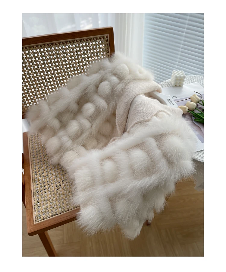 Women's Real Fox Fur Coat Knitted Cardigan Jacket 2025 Autumn Winter Thick Warm Fashion Belted