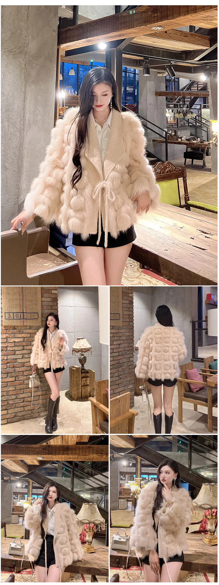 Women's Real Fox Fur Coat Knitted Cardigan Jacket 2025 Autumn Winter Thick Warm Fashion Belted