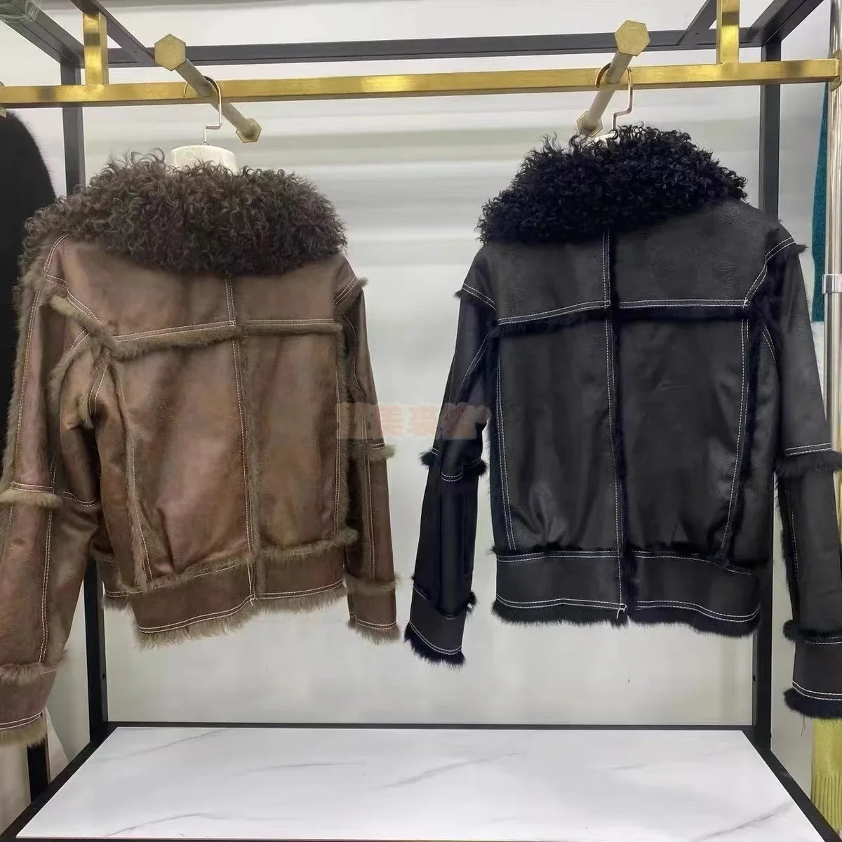 Real Rex rabbit fur Coats With Genuine Sheepskin Leather Wholeskin Natural rabbit fur Jacket Outwear Luxury Women Winter New