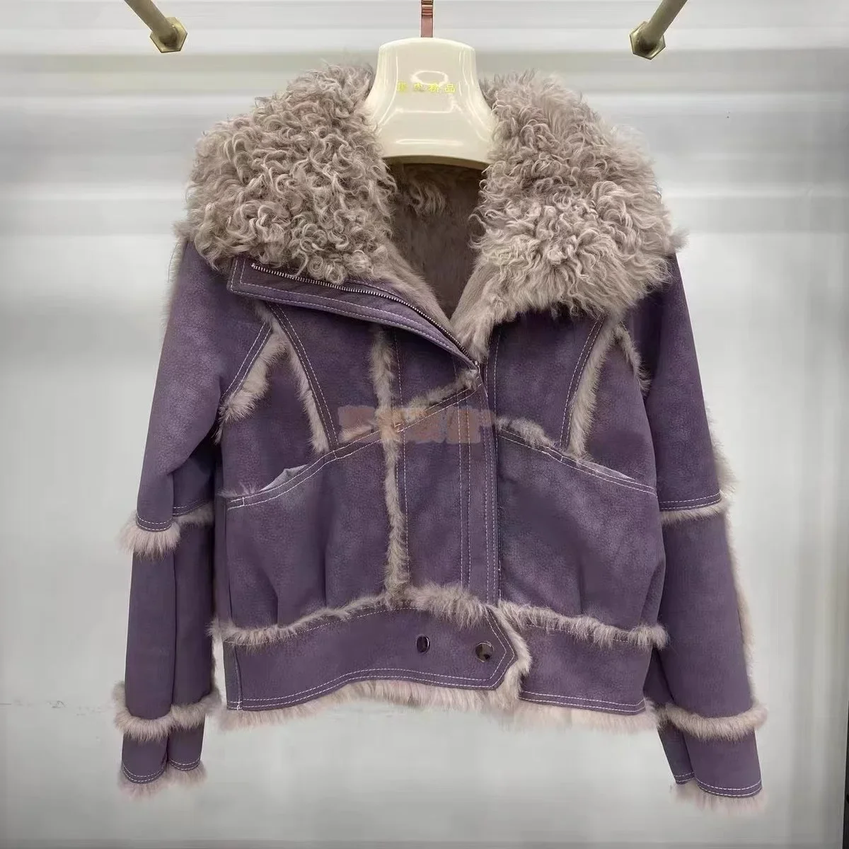 Real Rex rabbit fur Coats With Genuine Sheepskin Leather Wholeskin Natural rabbit fur Jacket Outwear Luxury Women Winter New