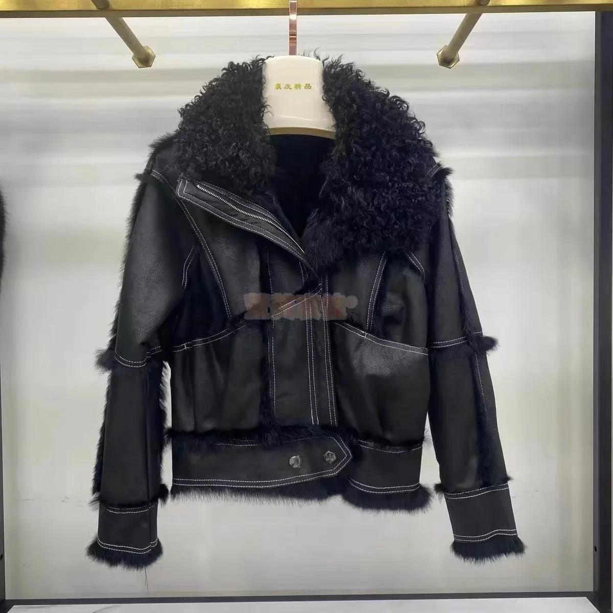 Real Rex rabbit fur Coats With Genuine Sheepskin Leather Wholeskin Natural rabbit fur Jacket Outwear Luxury Women Winter New