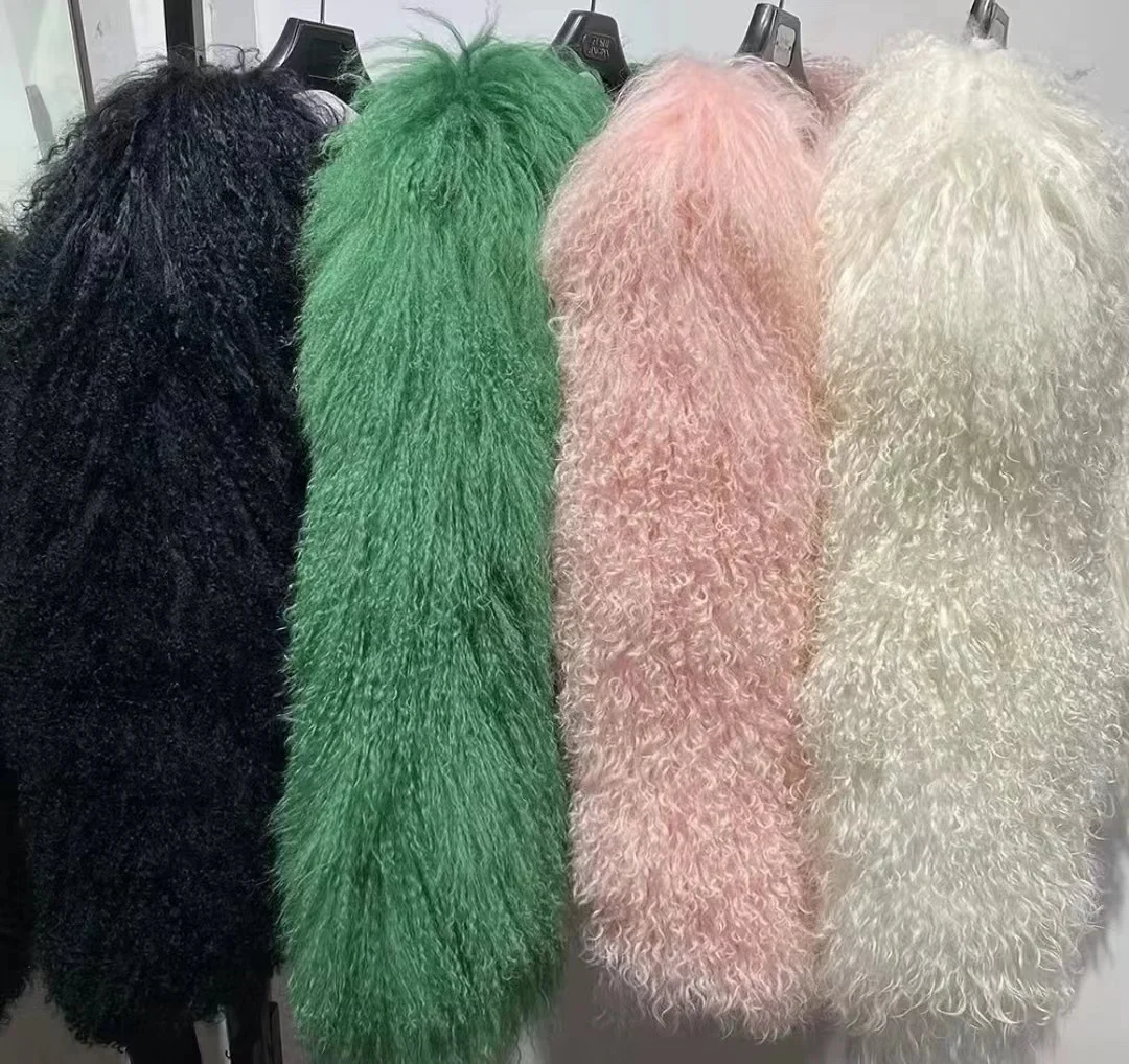 Mongolian Fur Coats Fur Lapel Jacket Women Elegant White Fluffy Solid Thicken Warm Long Sleeves Coats Winter Chic Oversize Lady