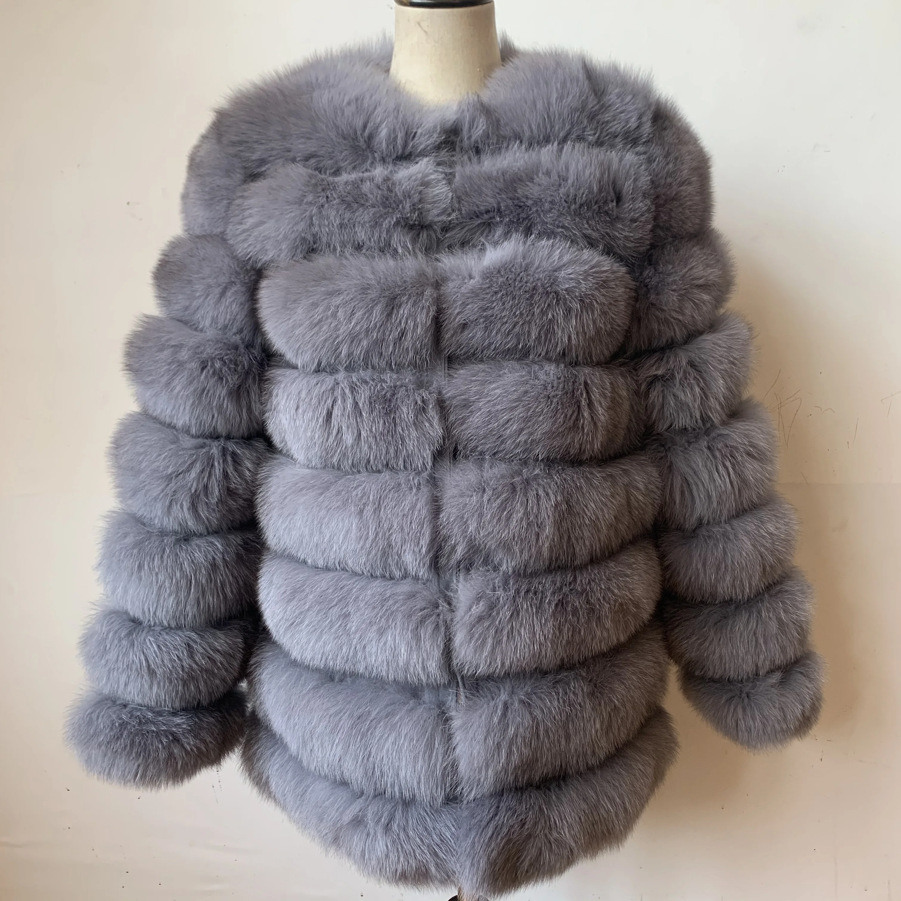NEW Style Length Sleeves 4in1 Real Fur Coats Women Natural Real Fur Jackets Vest Winter Outerwear Women Fox Fur Coat Quality Fur