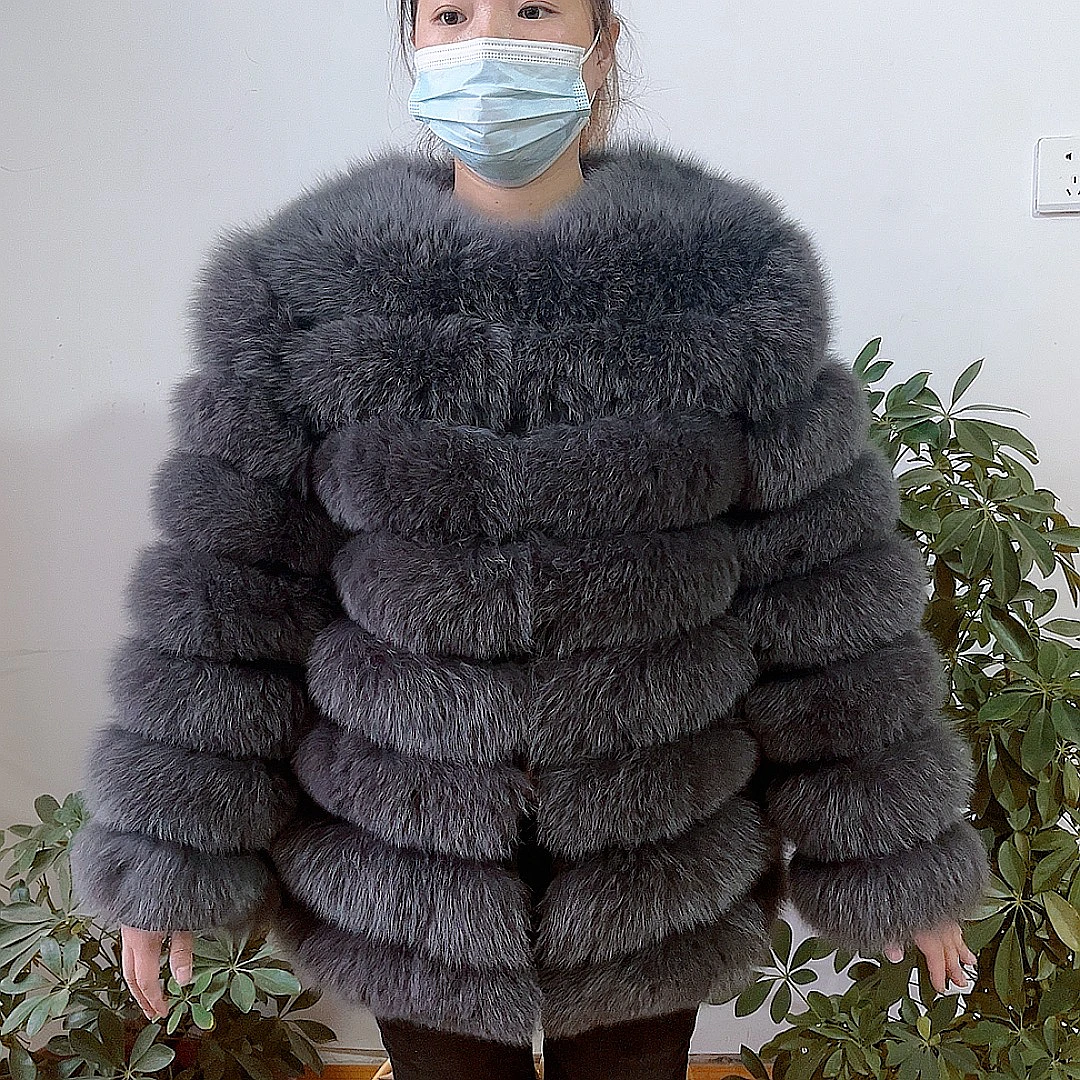 NEW Style Length Sleeves 4in1 Real Fur Coats Women Natural Real Fur Jackets Vest Winter Outerwear Women Fox Fur Coat Quality Fur
