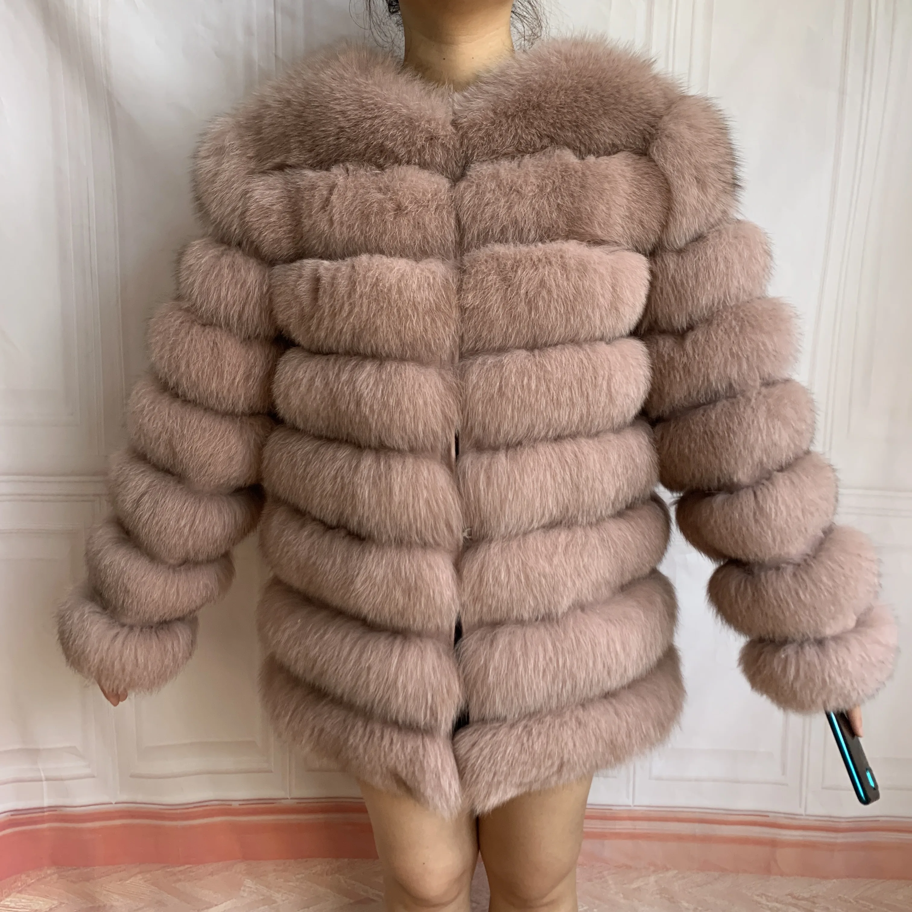 NEW Style Length Sleeves 4in1 Real Fur Coats Women Natural Real Fur Jackets Vest Winter Outerwear Women Fox Fur Coat Quality Fur