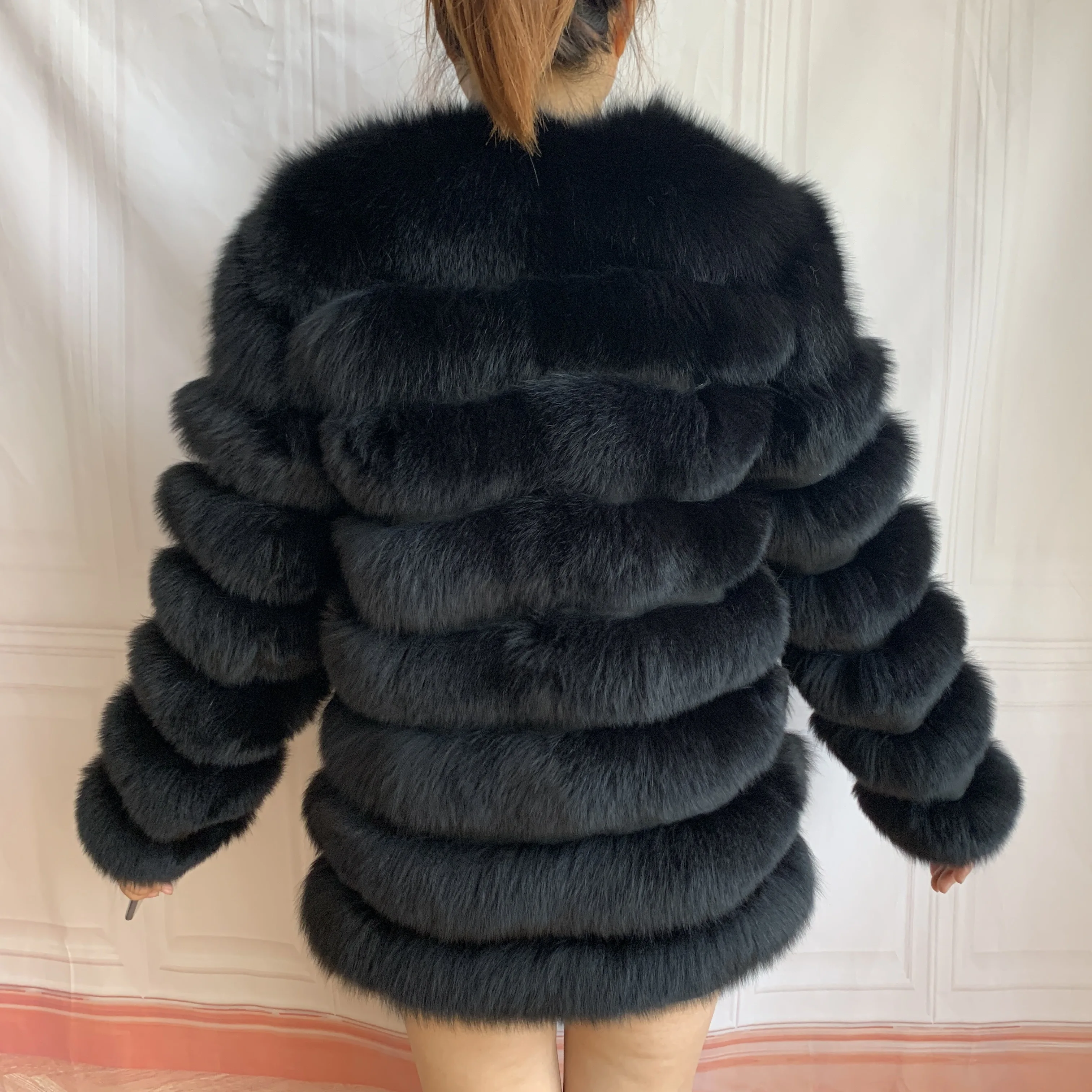 NEW Style Length Sleeves 4in1 Real Fur Coats Women Natural Real Fur Jackets Vest Winter Outerwear Women Fox Fur Coat Quality Fur