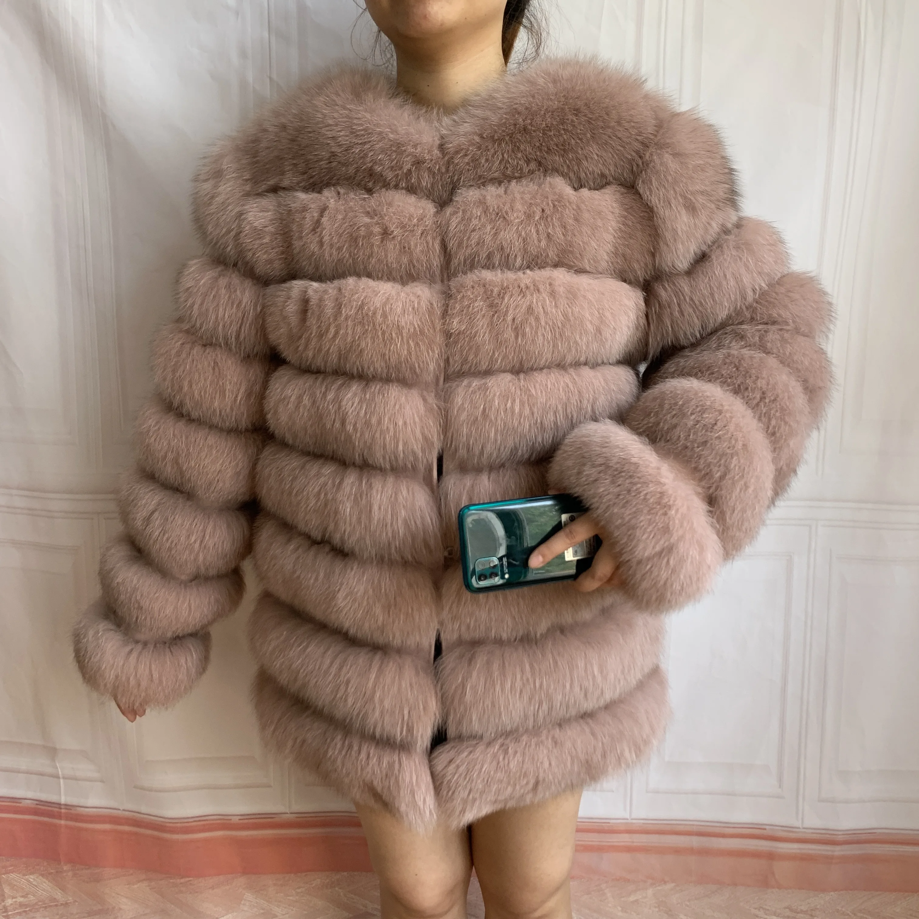 NEW Style Length Sleeves 4in1 Real Fur Coats Women Natural Real Fur Jackets Vest Winter Outerwear Women Fox Fur Coat Quality Fur