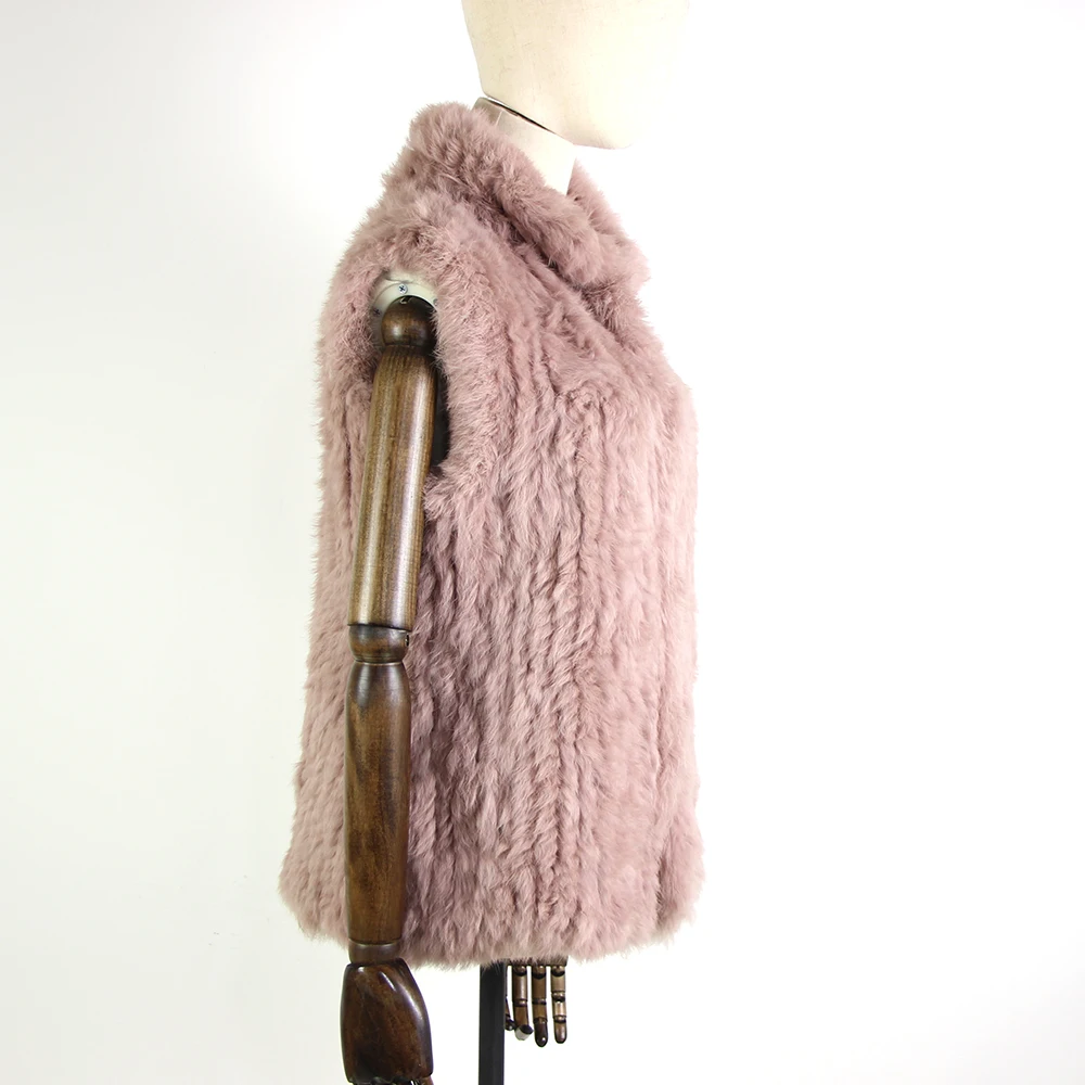 17 colors woman girl real rabbit fur vest jacket spring winter warm genuine rabbit fur knit coat vest black beige