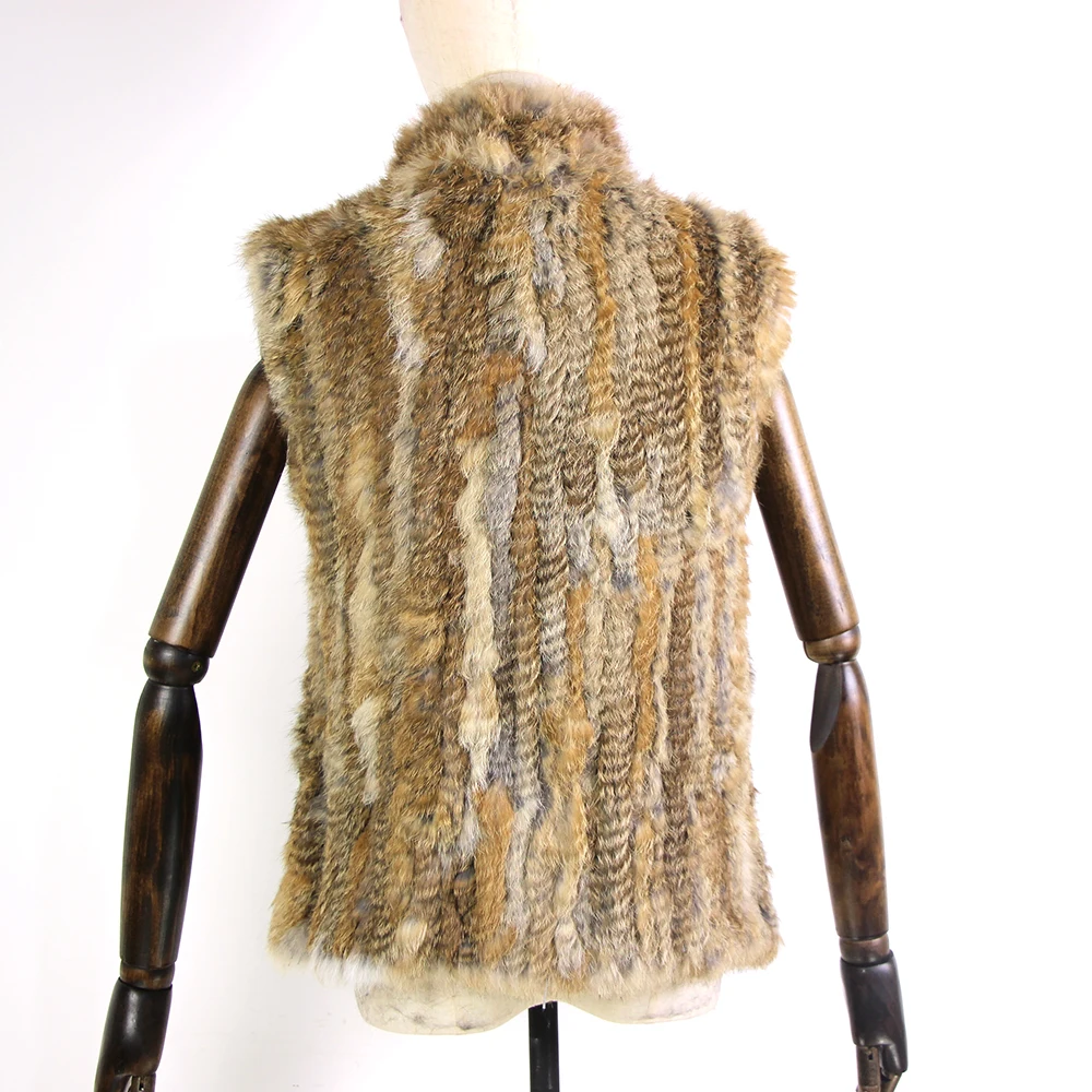 17 colors woman girl real rabbit fur vest jacket spring winter warm genuine rabbit fur knit coat vest black beige