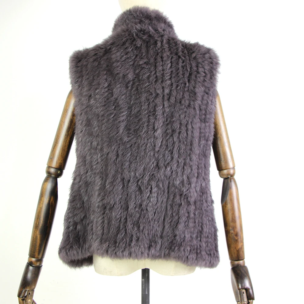 17 colors woman girl real rabbit fur vest jacket spring winter warm genuine rabbit fur knit coat vest black beige