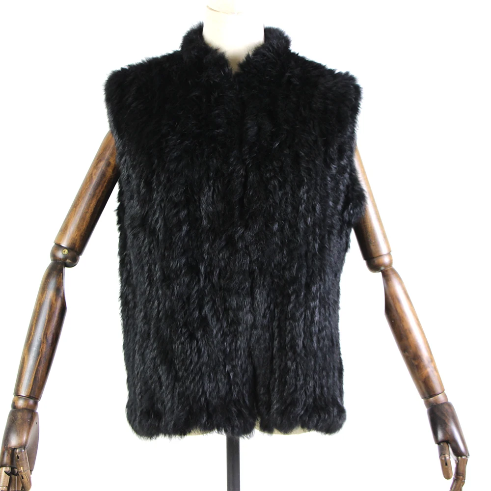 17 colors woman girl real rabbit fur vest jacket spring winter warm genuine rabbit fur knit coat vest black beige
