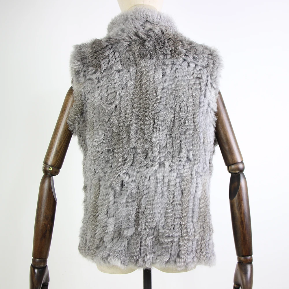 17 colors woman girl real rabbit fur vest jacket spring winter warm genuine rabbit fur knit coat vest black beige