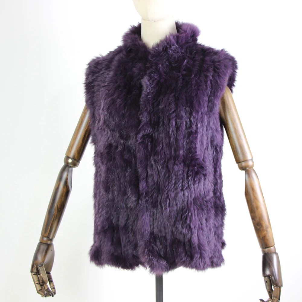 17 colors woman girl real rabbit fur vest jacket spring winter warm genuine rabbit fur knit coat vest black beige