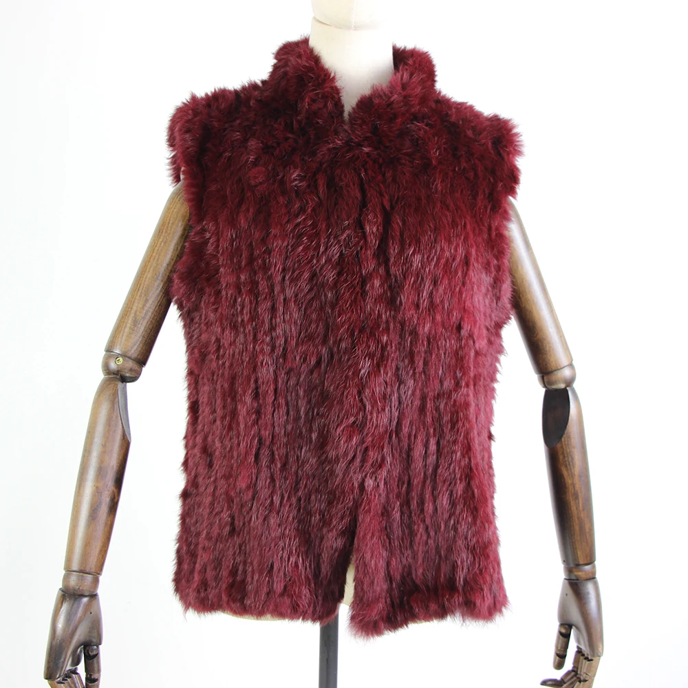 17 colors woman girl real rabbit fur vest jacket spring winter warm genuine rabbit fur knit coat vest black beige
