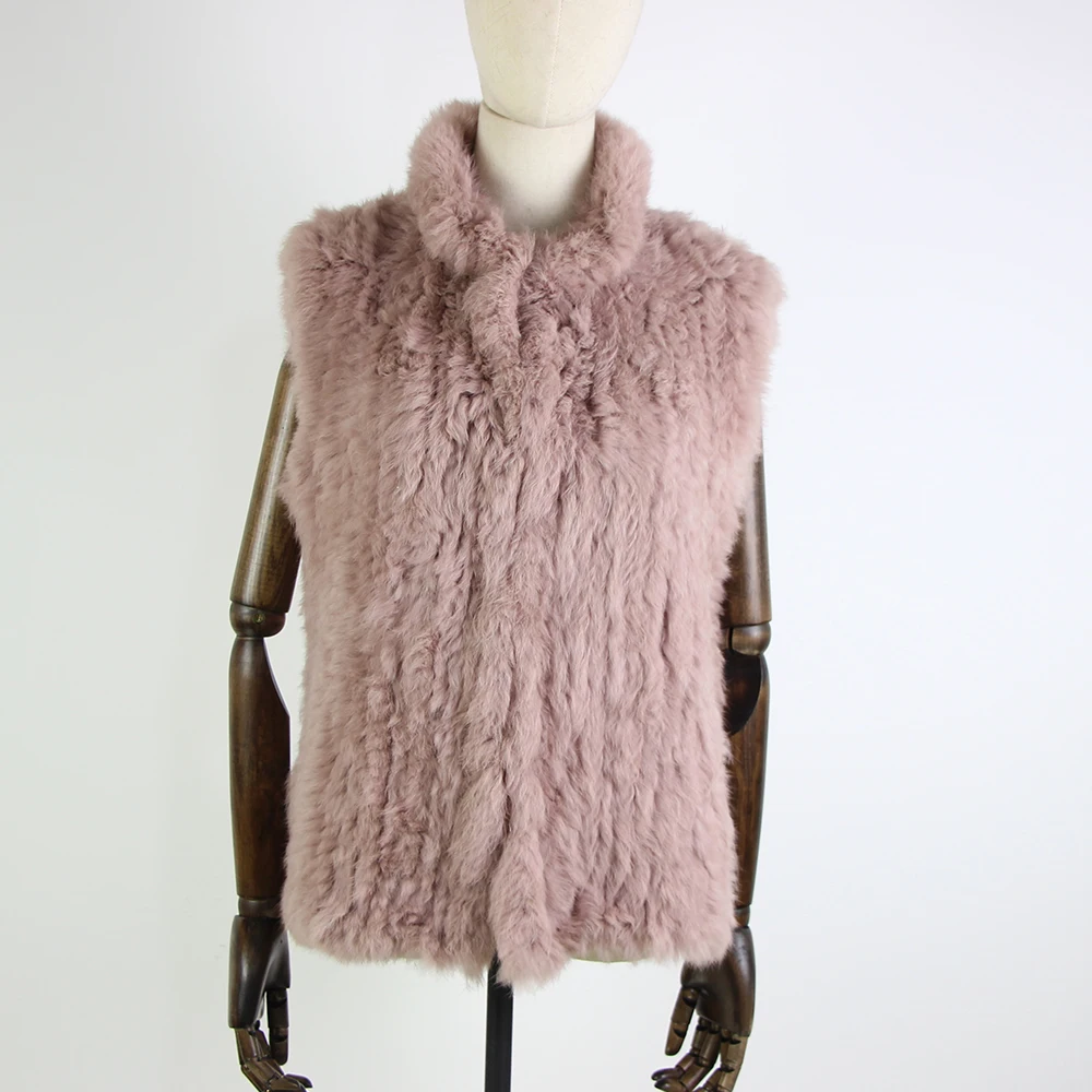 17 colors woman girl real rabbit fur vest jacket spring winter warm genuine rabbit fur knit coat vest black beige