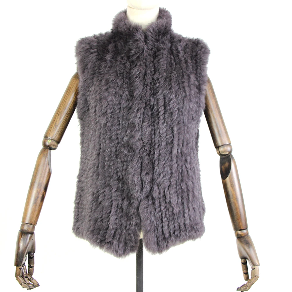 17 colors woman girl real rabbit fur vest jacket spring winter warm genuine rabbit fur knit coat vest black beige