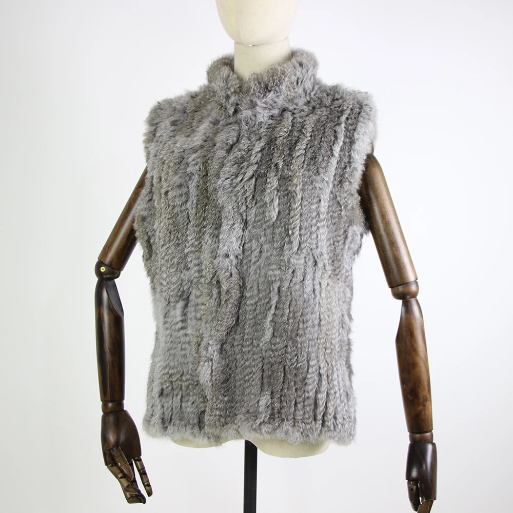 17 colors woman girl real rabbit fur vest jacket spring winter warm genuine rabbit fur knit coat vest black beige