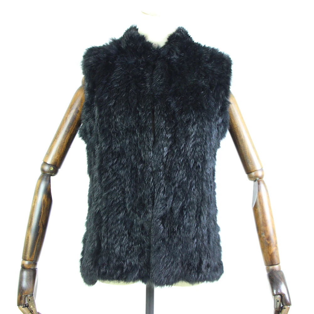 17 colors woman girl real rabbit fur vest jacket spring winter warm genuine rabbit fur knit coat vest black beige
