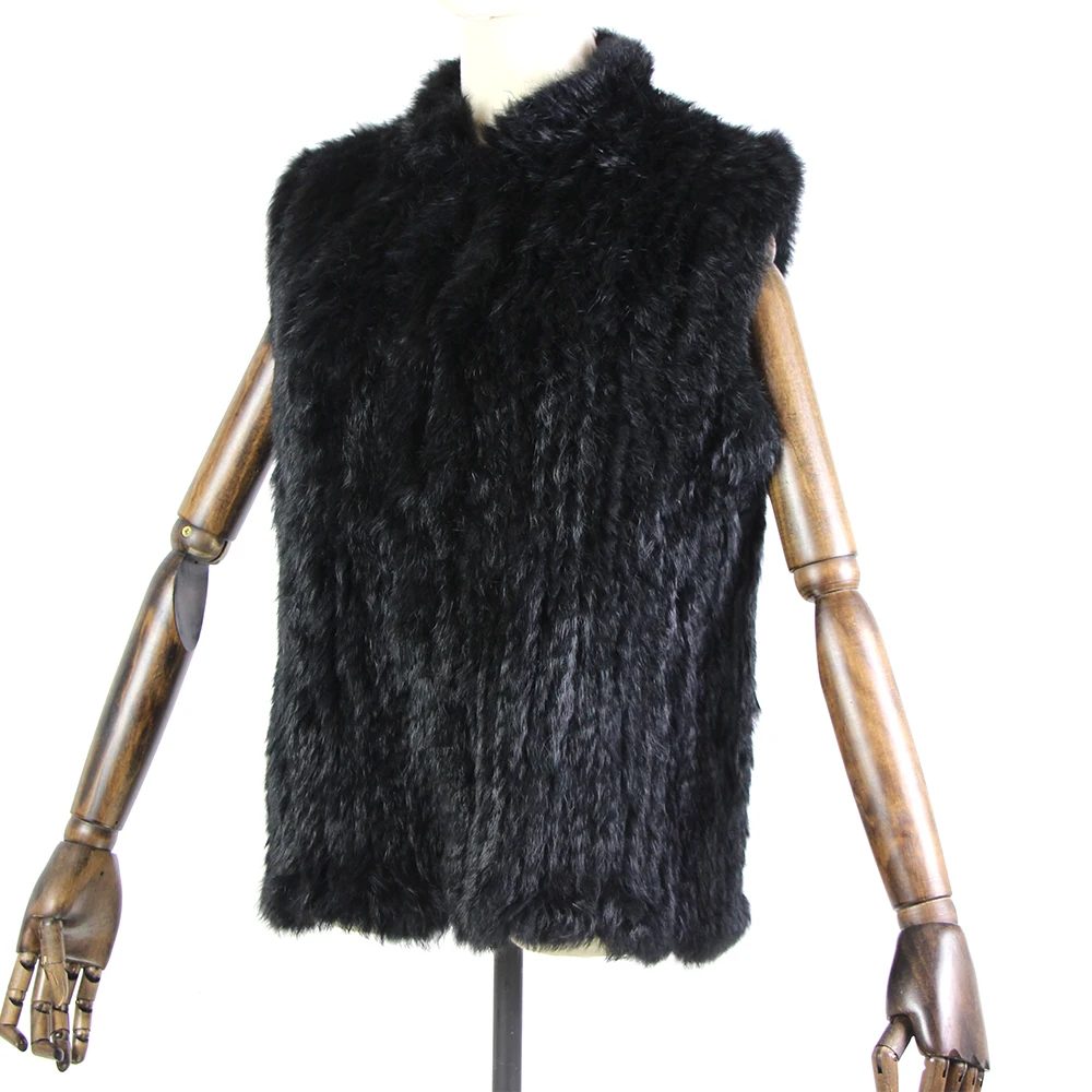 17 colors woman girl real rabbit fur vest jacket spring winter warm genuine rabbit fur knit coat vest black beige