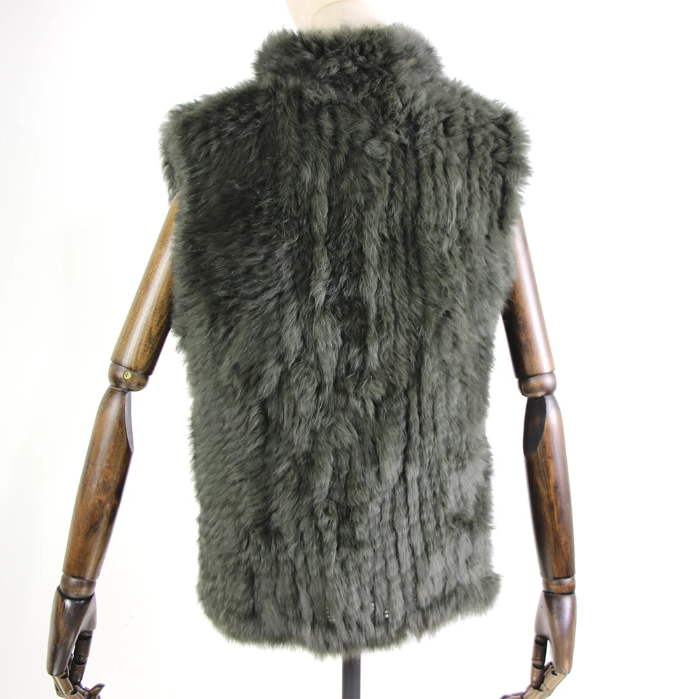 17 colors woman girl real rabbit fur vest jacket spring winter warm genuine rabbit fur knit coat vest black beige