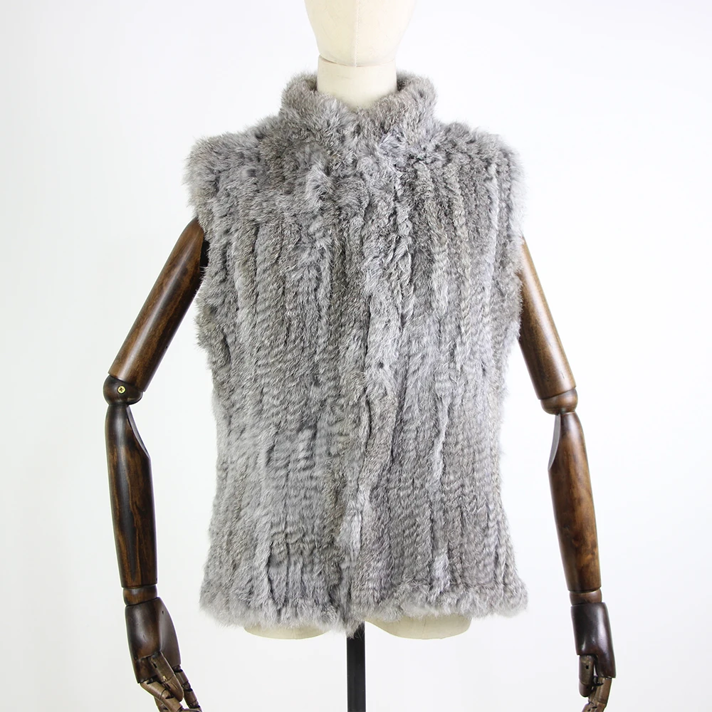 17 colors woman girl real rabbit fur vest jacket spring winter warm genuine rabbit fur knit coat vest black beige
