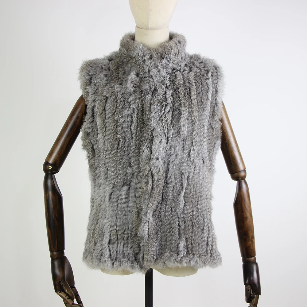 17 colors woman girl real rabbit fur vest jacket spring winter warm genuine rabbit fur knit coat vest black beige