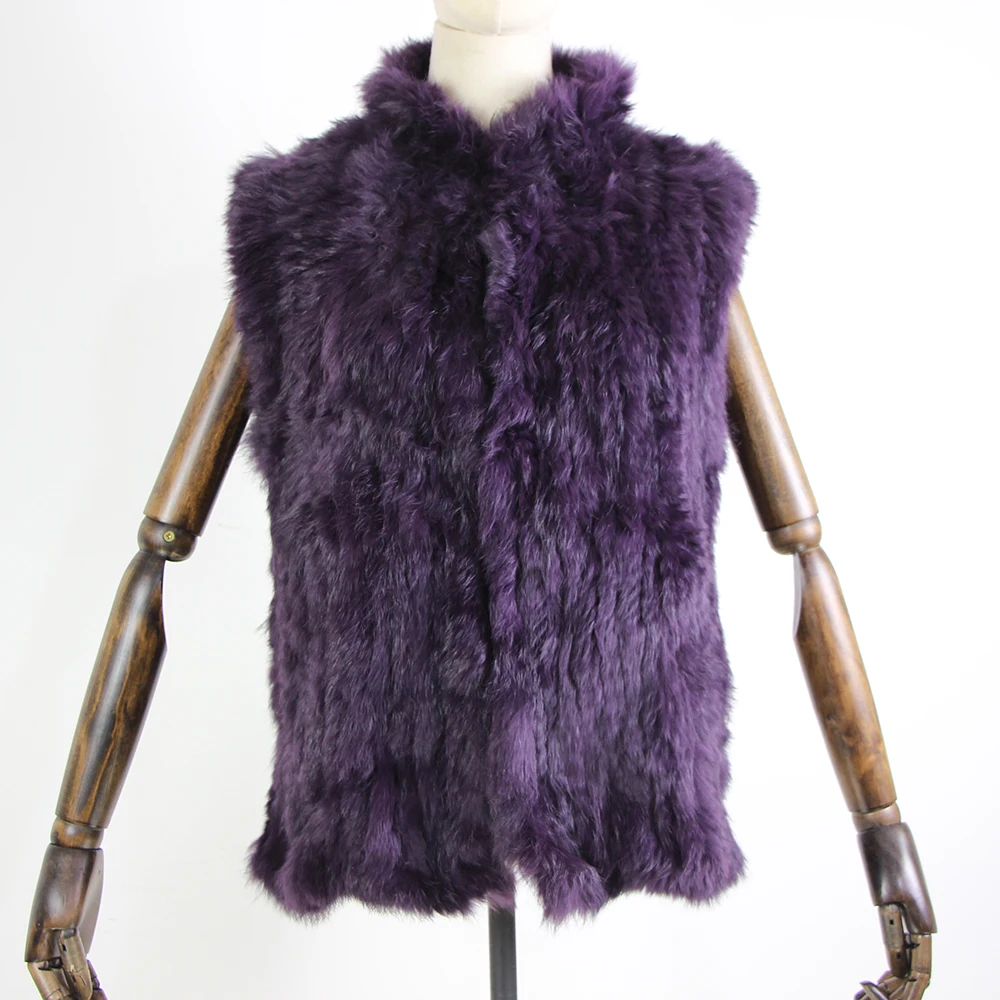 17 colors woman girl real rabbit fur vest jacket spring winter warm genuine rabbit fur knit coat vest black beige
