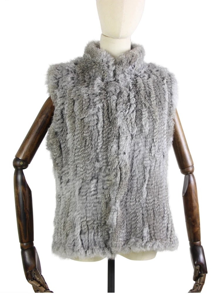 17 colors woman girl real rabbit fur vest jacket spring winter warm genuine rabbit fur knit coat vest black beige