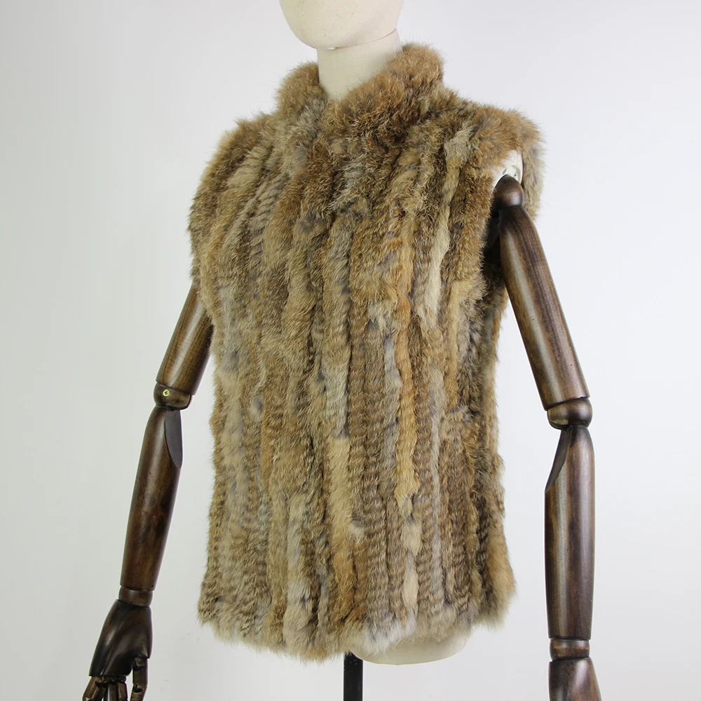 17 colors woman girl real rabbit fur vest jacket spring winter warm genuine rabbit fur knit coat vest black beige