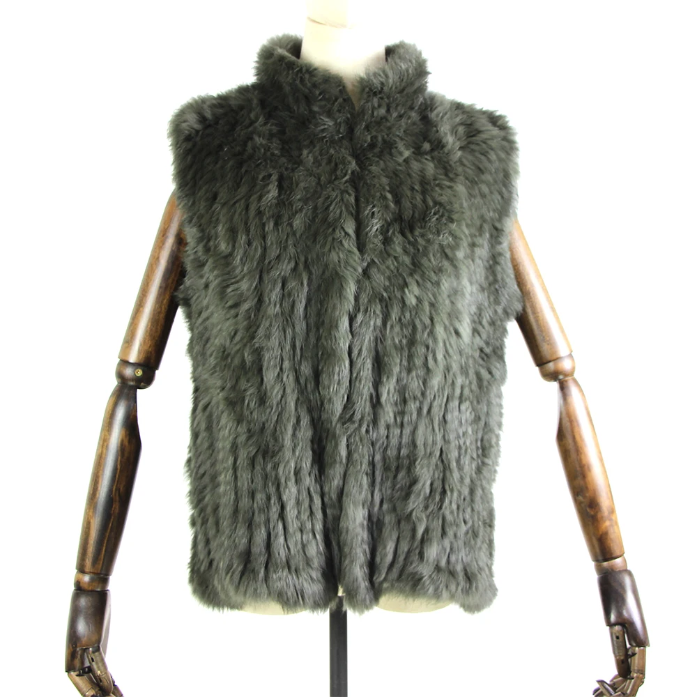 17 colors woman girl real rabbit fur vest jacket spring winter warm genuine rabbit fur knit coat vest black beige